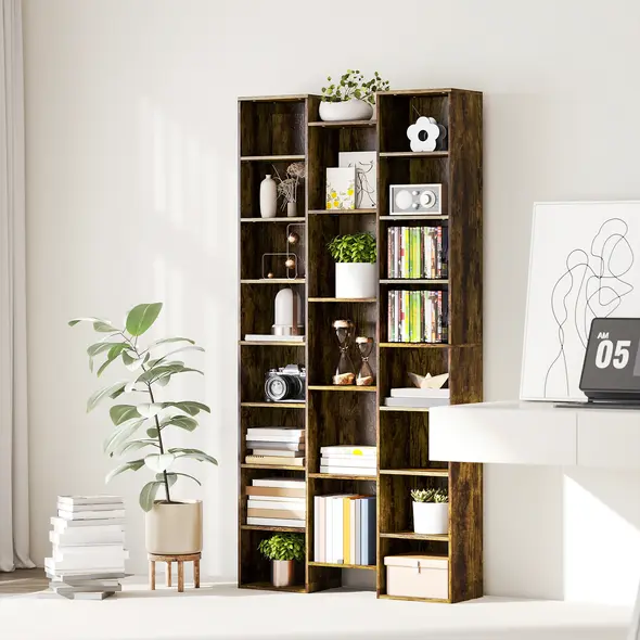 HOMCOM 21-Compartment Bookshelf - Brown - 7
