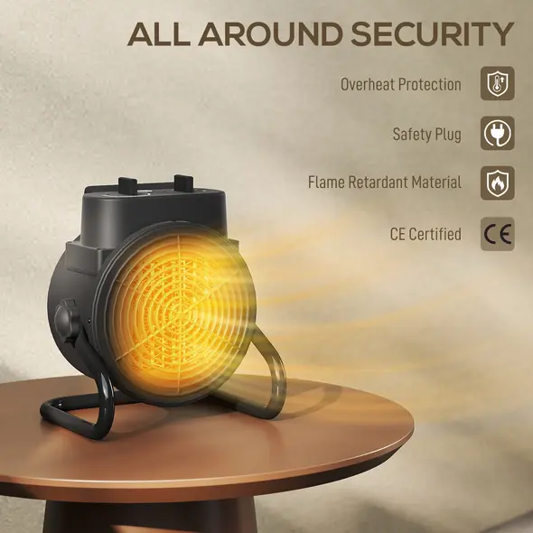 HOMCOM 2000W Portable Ceramic Electric Heater with Fan - Black - 7