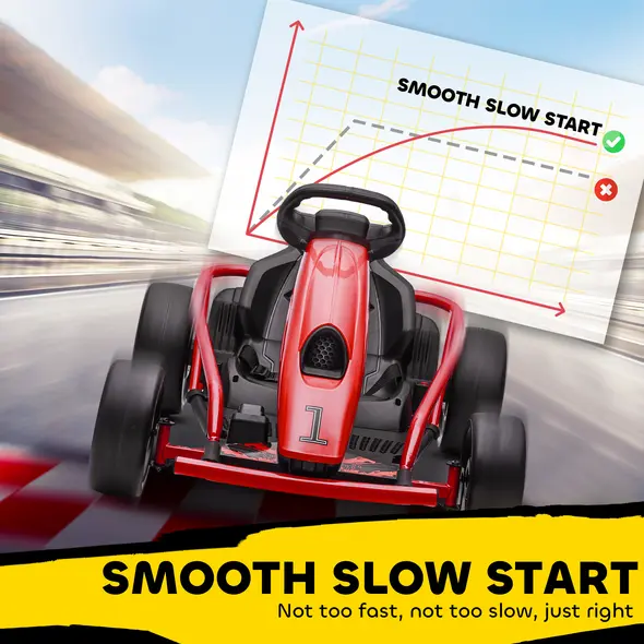 HOMCOM 24V Electric Go Kart for Kids, Drift Ride-On Racing Go Kart with 2 Speeds, for Boys Girls Aged 8-12 Years Old, Red - 7