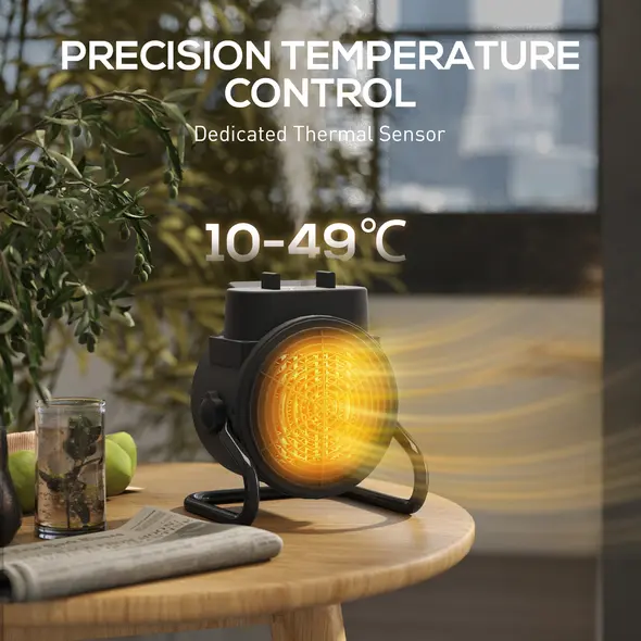 HOMCOM 2000W Portable Ceramic Electric Heater with Fan - Black - 6