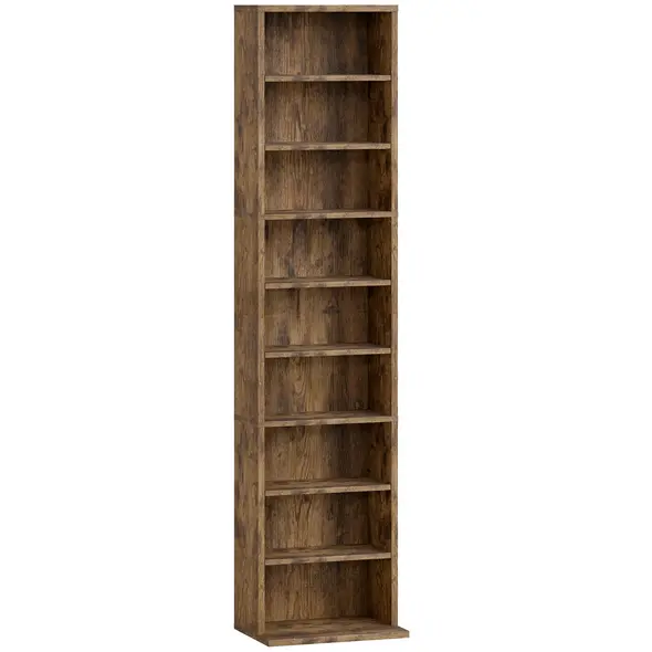 HOMCOM 260 Narrow CD Storage Unit - Rustic Brown - 1