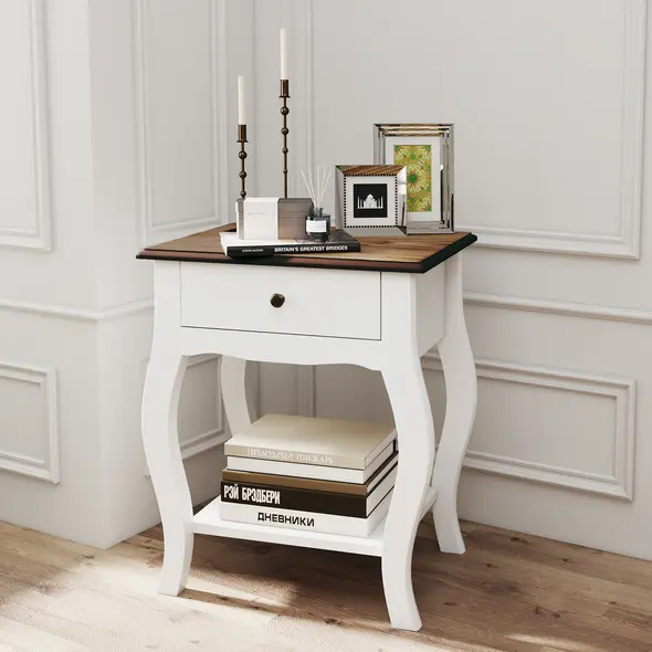 HOMCOM 2pcs Bedside Tables with Drawer, French Style Bedside Cabinets with Open Shelf for Bedroom, Living Room, White - 7
