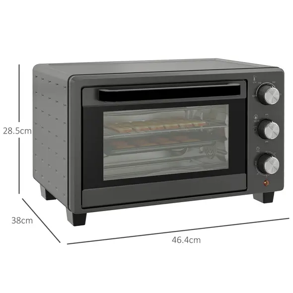 HOMCOM 21L Mini Countertop Oven, 100°C-230°C Adjustable Temp - Grey - 3