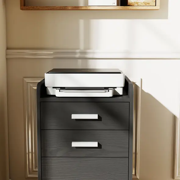 HOMCOM 3 Drawer Filing Cabinet, Rolling File Cabinet with Edged Top for Letter, A4 Size, Hanging File Folders, Black - 9