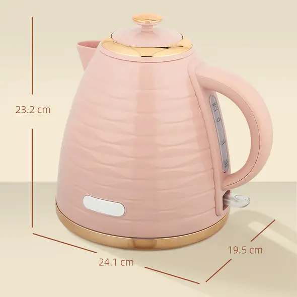 HOMCOM 3kW Rapid Boil Honeycomb Kettle - Pink - 3