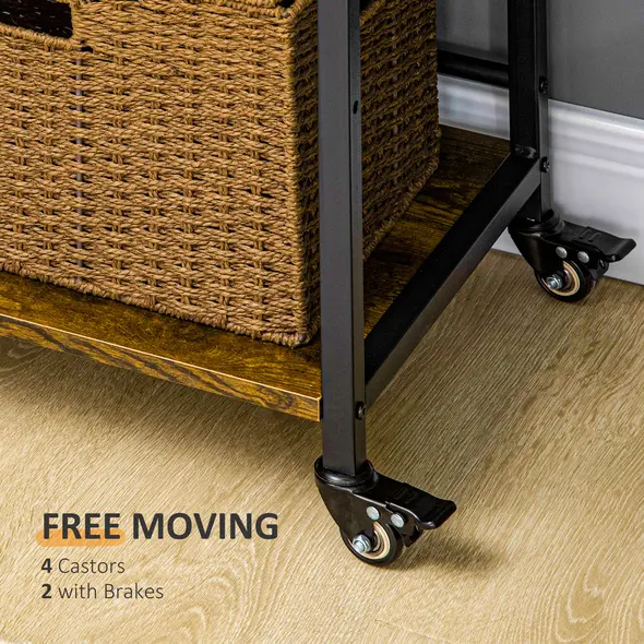 HOMCOM 3-Tier Printer Stand, Utility Cart, Rolling Trolley with Adjustable Shelves with Lockable Wheels for Home Office, Rustic Brown - 7