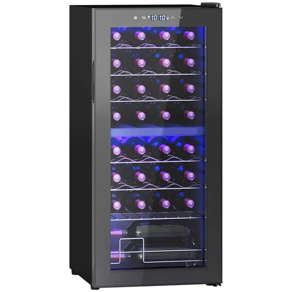 HOMCOM 32 Bottle Dual Zone 5-18℃ Wine Fridge - Black - 1