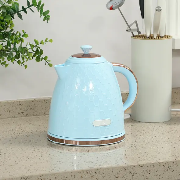HOMCOM 3kW Rapid Boil Honeycomb Kettle - Light Blue - 2