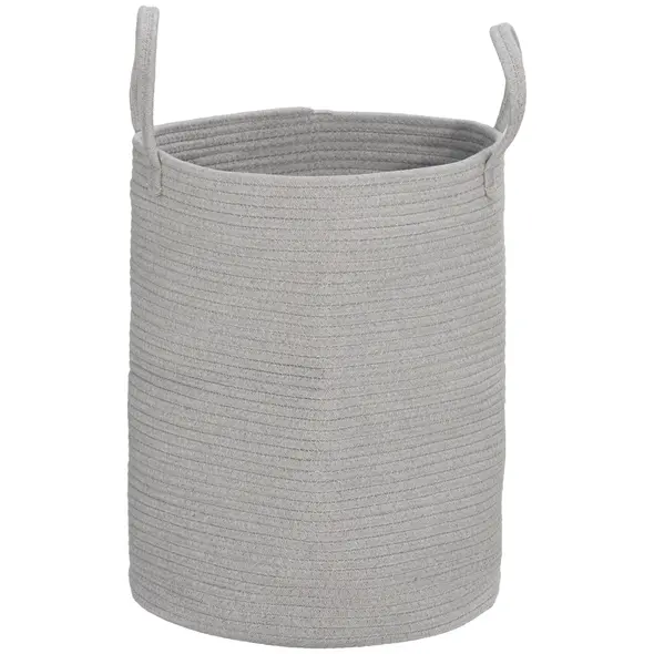 HOMCOM 36L Cotton Rope Laundry Basket, with Handles - Grey - 1