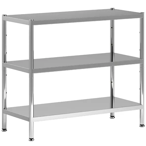 HOMCOM 3-Tier Bakers Rack with Storage, Stainless Steel Microwave Stand with Adjustable Shelves for Small Spaces, Kitchen Storage Unit for Spices, Pots and Pans, Silver Tone - 1