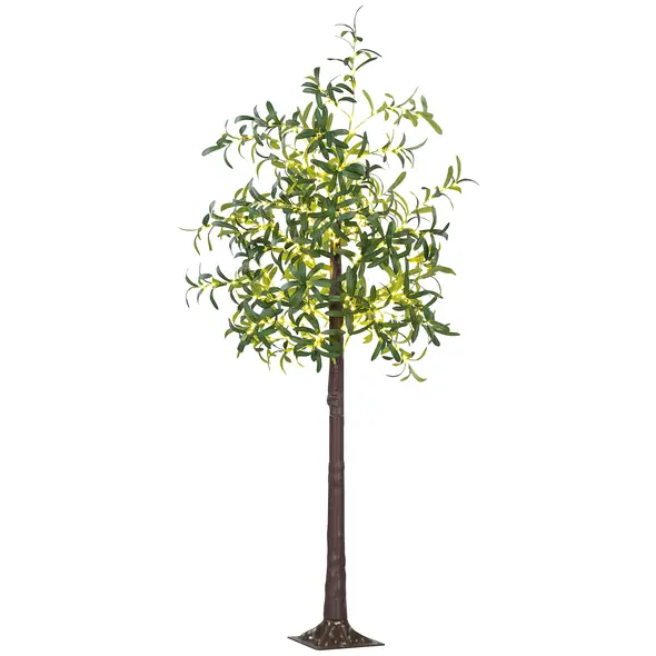 HOMCOM 300 LED Light Decorative Artificial Olive Tree - Green - 1