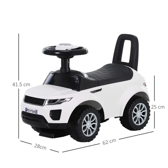 HOMCOM 3-in-1 Ride On Car Foot To Floor Slider Toddler w/ Horn Steering Wheel NO POWER Manual Under Seat Storage Safe Design for 1-3 Year Old White - 3