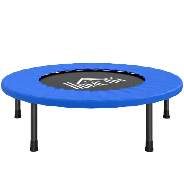 HOMCOM 32" Mini Fitness Trampoline Home Gym Yoga Exercise Rebounder Indoor Outdoor Jumper with Safety Pad, Support Up to 100 KG, Blue and Black - 1