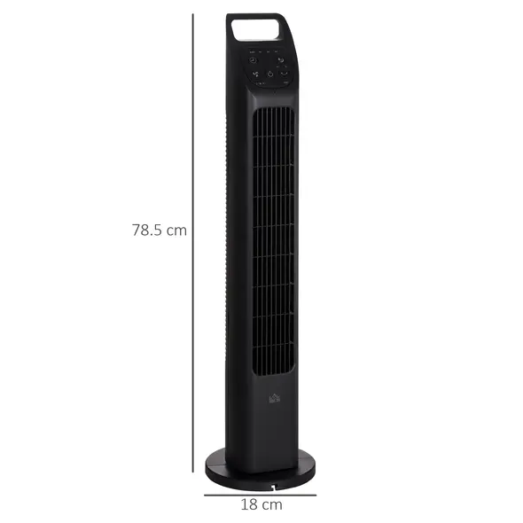 HOMCOM 31" Oscillating Tower Fan with Remote Control, 4H Timer, 3 Speed 3 Modes, Quiet Electric Floor Standing Fan for Home Bedroom Office, Black - 3