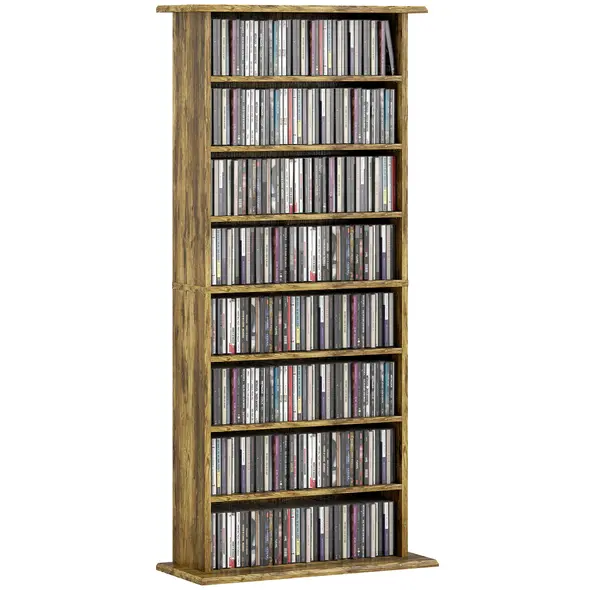 HOMCOM 360 CD Storage Unit - Rustic Brown - 9