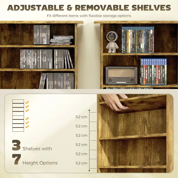 HOMCOM 360 CD Storage Unit - Rustic Brown - 5