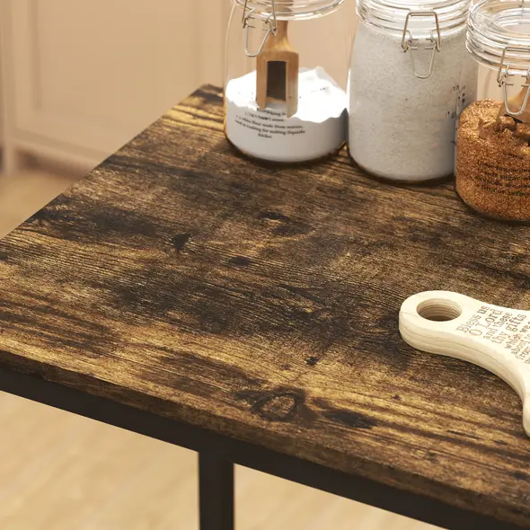 HOMCOM 3-Piece Bar Table Set with 2 Stools, Industrial Breakfast Bar Set with Footrest, Backrest for Dining Room, Small Space - 9