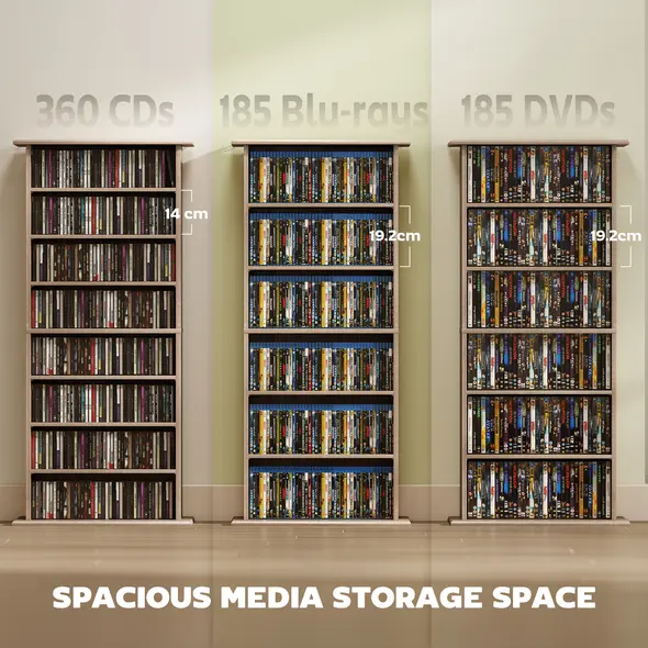 HOMCOM 360 CD Storage Unit - Natural Wood Finish - 4