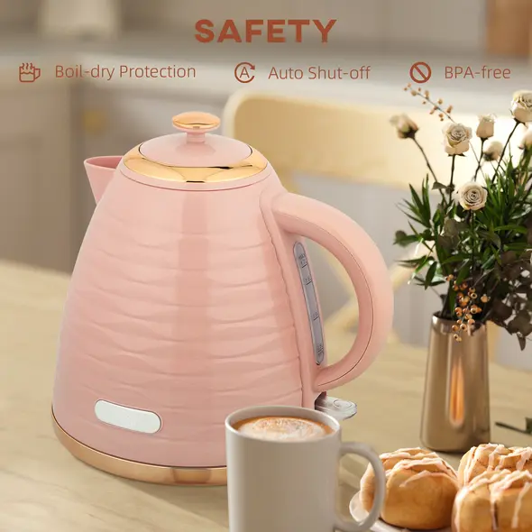 HOMCOM 3kW Rapid Boil Honeycomb Kettle - Pink - 6
