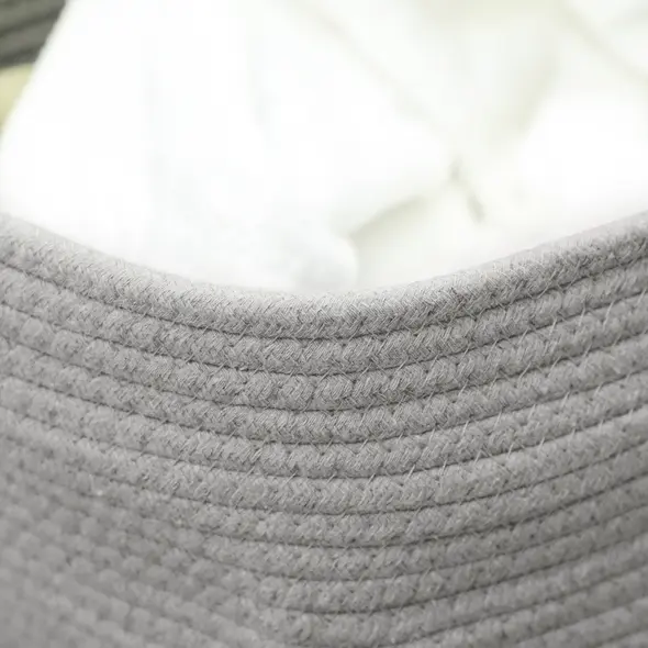 HOMCOM 36L Cotton Rope Laundry Basket, with Handles - Grey - 9