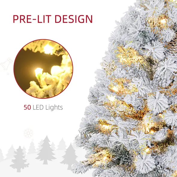 HOMCOM 3ft Snowy Tabletop Christmas Tree, with LED Lights - 5