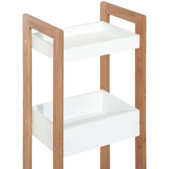 HOMCOM 3-Tier Bathroom Rack Storage Shelf Bamboo Organiser Shower Tower for Narrow Place - 6