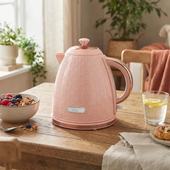 HOMCOM 3kW Rapid Boil Honeycomb Kettle - Light Pink - 2