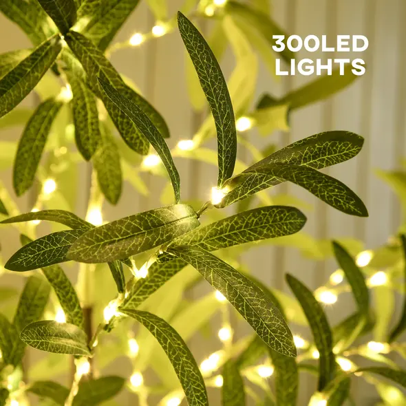 HOMCOM 300 LED Light Decorative Artificial Olive Tree - Green - 4