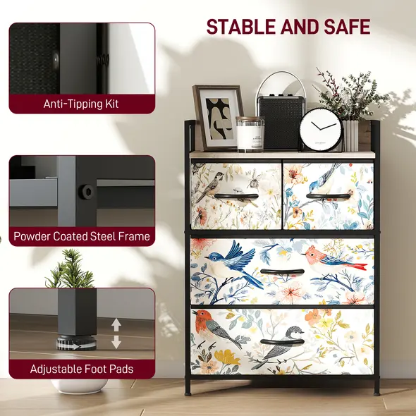 HOMCOM 4-Drawer Chest of Drawers - White - 7