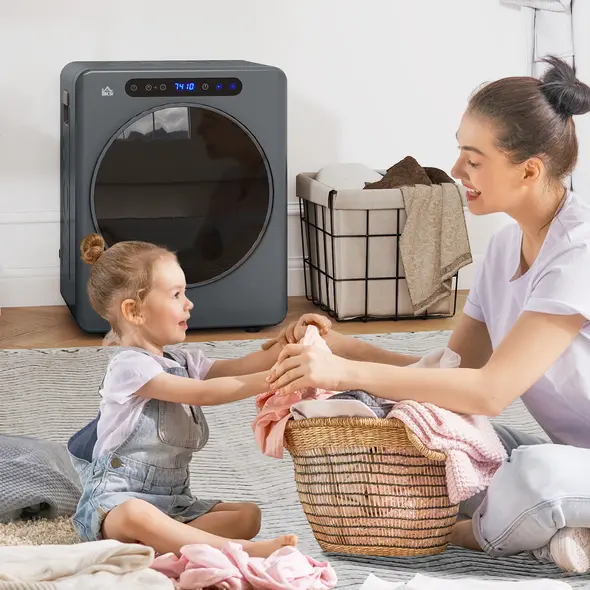 HOMCOM 4kg Compact 40-60℃  Tumble Dryer - Grey - 8