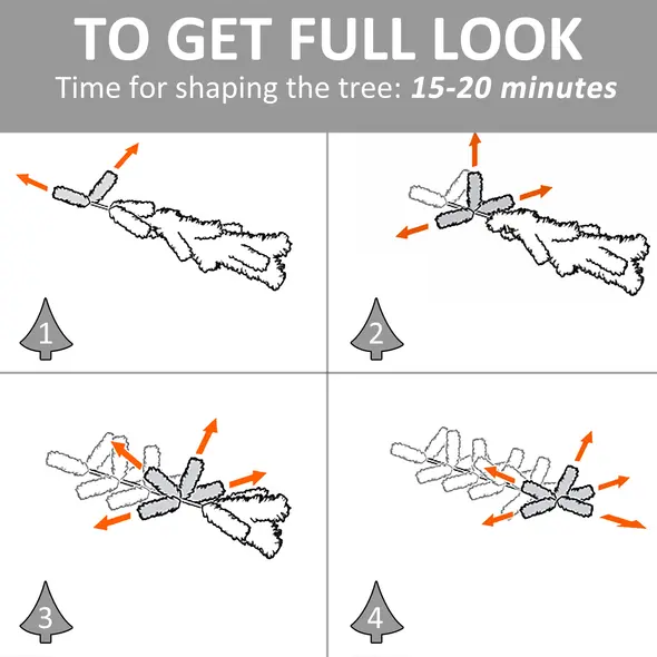 HOMCOM 4ft White Light Artificial Christmas Tree w/ 130 LEDs Star Topper Tri-Base Full Bodied Seasonal Decoration Pre-Lit Home - 5