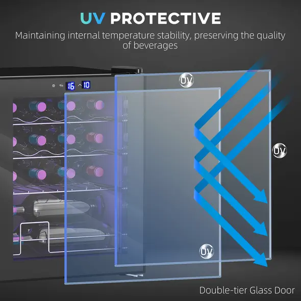 HOMCOM 42L 16-Bottle Wine Cooler Fridge - Black - 8