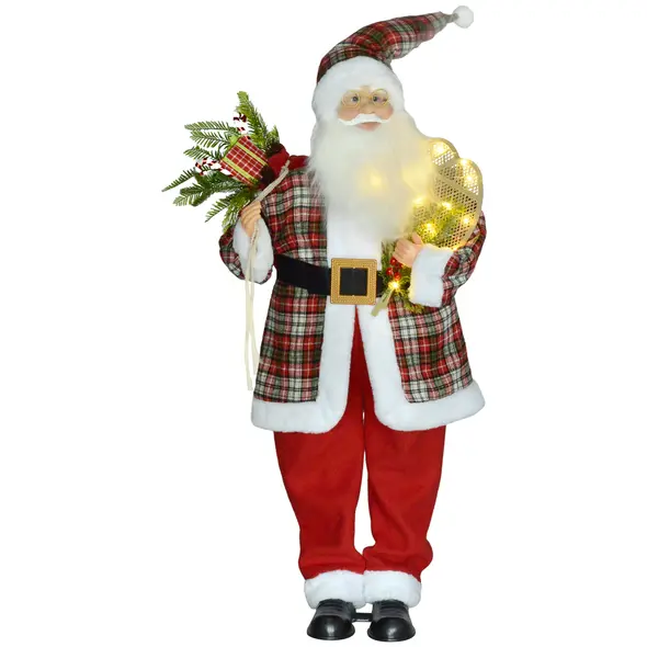 HOMCOM 4'3" Animated Santa Claus Figure, with Sound and Lights - Red/Green - 1