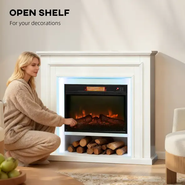 HOMCOM 4777 BTU Multicolour LED Electric Fireplace - White - 5