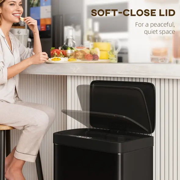 HOMCOM 45L Kitchen Sensor Bin - Black - 7