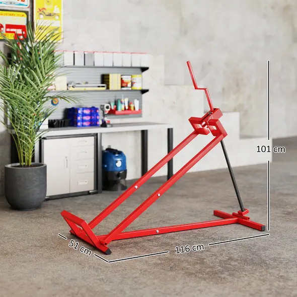 HOMCOM 400 kg Foldable Ride-On Mower Jack Lift, Adjustable Steel Lifting Device, for Lawn Mower, ATV, Red - 3