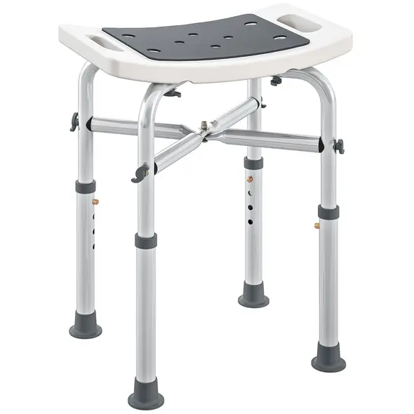 HOMCOM 44-51.5cm Aluminium Frame Shower/Bath Stool - Grey - 1