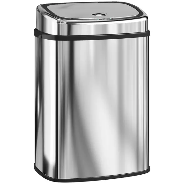 HOMCOM 50L Stainless Steel Sensor Bin - Silver Tone - 1