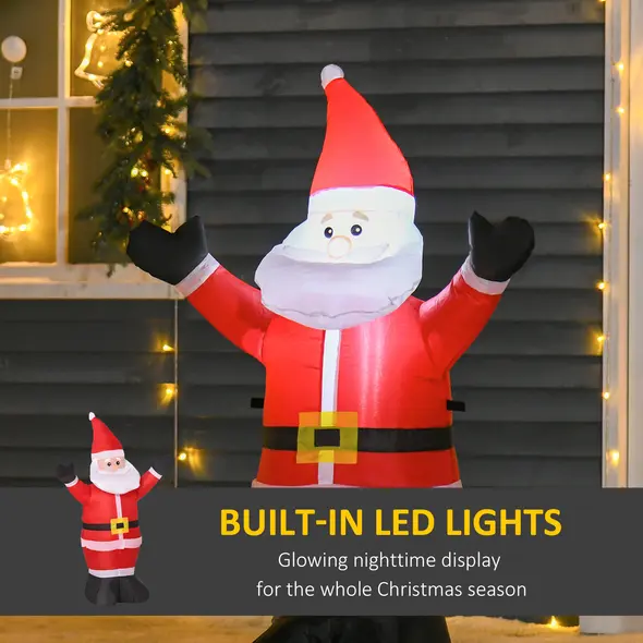 HOMCOM 4ft Inflatable Christmas Santa Claus Xmas Decoration 1 LED Holiday Air Blown Yard Outdoor Décor - 4