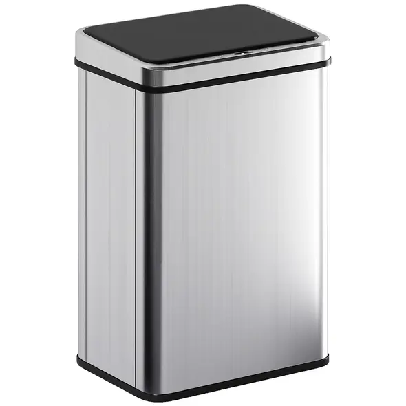 HOMCOM 40L Sensor Bin with Quiet Soft-Close Lid, Automatic Touchless Motion Sensor Kitchen Bin with Fingerprint Resistant Stainless Steel for Hygienic Gyms, Home Office Use, Silver Tone - 1