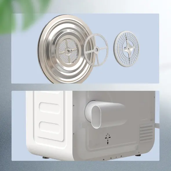 HOMCOM 4kg Vented Tumble Dryer, 800W Compact Freestanding Front Tumble Dryer with 5 Drying Mode, Smart Sensor, Timer and Stainless Steel Tub, Wall-Mounted Portable Small Clothes Drying Machine, White - 9