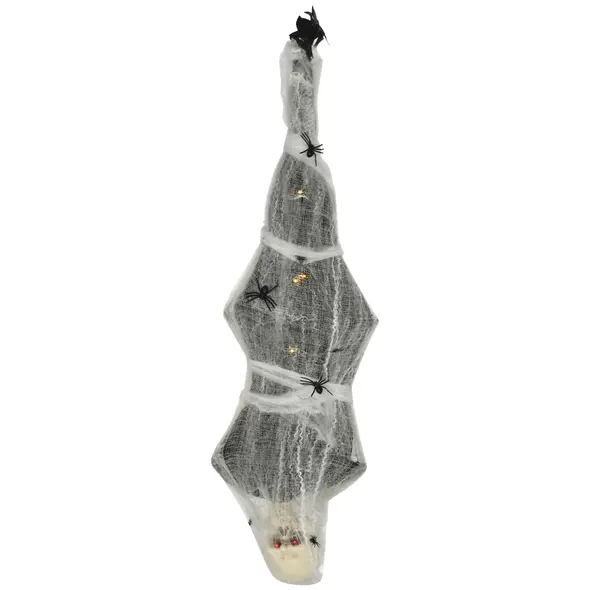 HOMCOM 4.7ft Life Size Outdoor Halloween Decoration Hanging Mummy with Spider Web, Animated Prop Decor with Sound and Motion Activated, Light Up Eyes, Howling Sound, Posable Arms, Moving Body - 1
