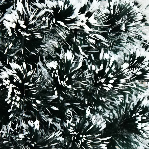 HOMCOM 4ft Artificial Prelit Christmas Tree, Snow Xmas Tree with Colourful LED Lighting Fiber Optics, Green White - 9