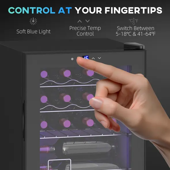 HOMCOM 42L 16-Bottle Wine Cooler Fridge - Black - 7