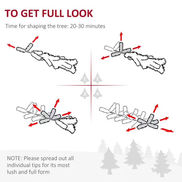 HOMCOM 4FT Multicoloured Artificial Christmas Tree w/ Fibre Optic Lights Pre-Lit Modes Metal Stand Star Holder Home Seasonal Decoration - 7