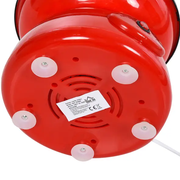 HOMCOM 450W Candy Floss Machine, Professional Automatic Cotton Candy Sweet Machine with Candyfloss Sticks, Spoon, Splash Guard, Non-Slip Base for Birthday Christmas Wedding Party, Funfair Style, Red - 7