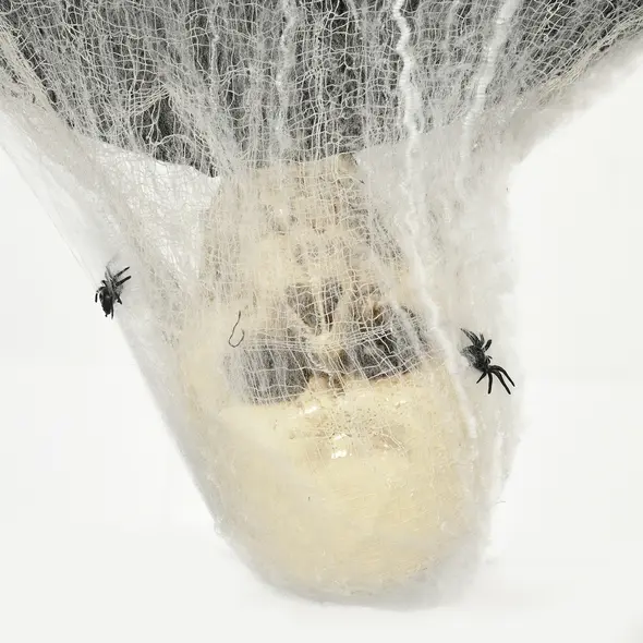 HOMCOM 4.7ft Life Size Outdoor Halloween Decoration Hanging Mummy with Spider Web, Animated Prop Decor with Sound and Motion Activated, Light Up Eyes, Howling Sound, Posable Arms, Moving Body - 8