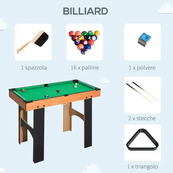 HOMCOM 4 in 1 Multi Games Table Hockey Foosball Mini Billiards Pool Table Set 2 Types - 6