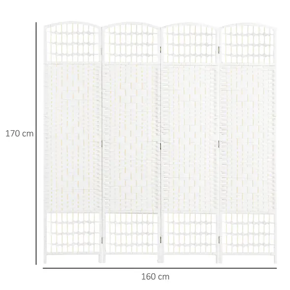 HOMCOM 4 Panel Folding Room Divider, Privacy Screen, Freestanding Paravent Partition Separator for Living Room, Bedroom and Office, 160 x 170cm, White - 3
