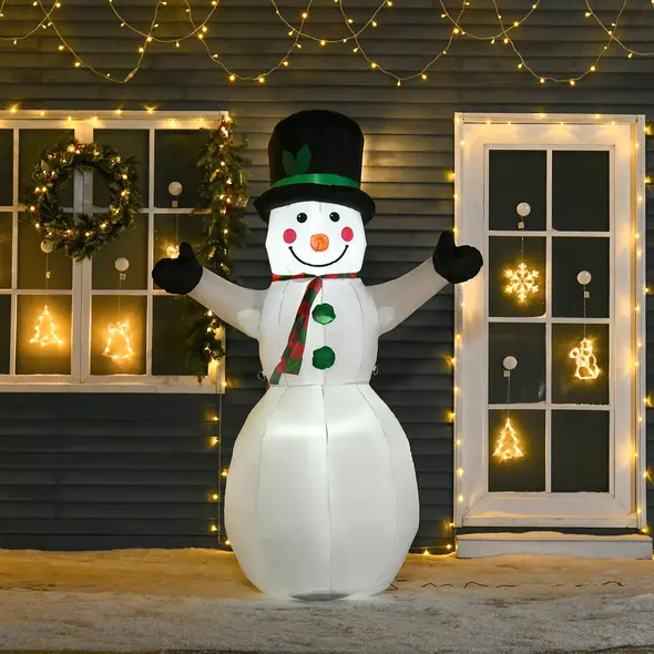 HOMCOM 6.5ft Inflatable Snowman LED Christmas Xmas Air Blown Holiday Decoration Outdoor Garden Decor - 2